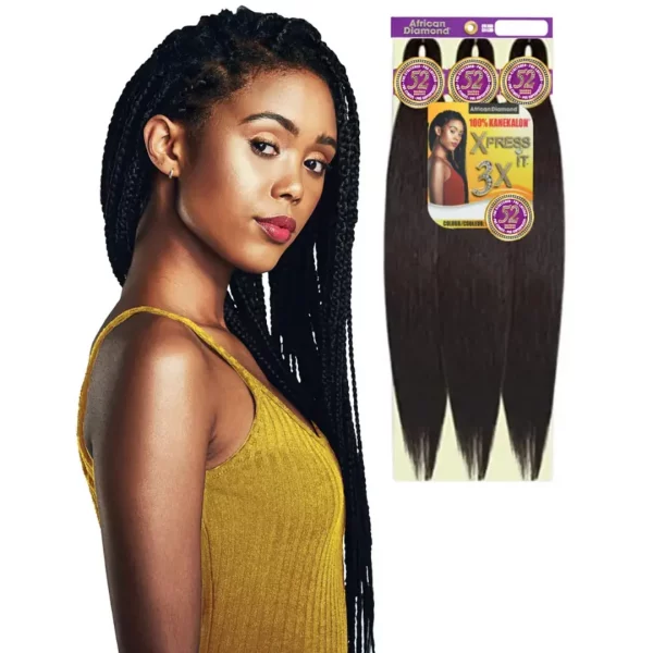 African diamond Pre-Stretched braids
